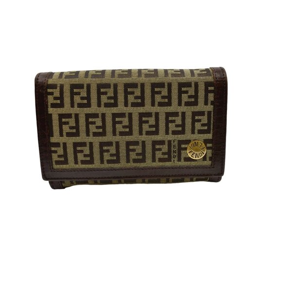 Fendi Handbags - FENDI "Zucchino": Brown "FF" Logo Medium Wallet 1019